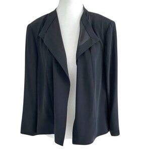 RIANI BLACK FLOWY OPEN BLAZER WITH POINTED COLLAR - 12